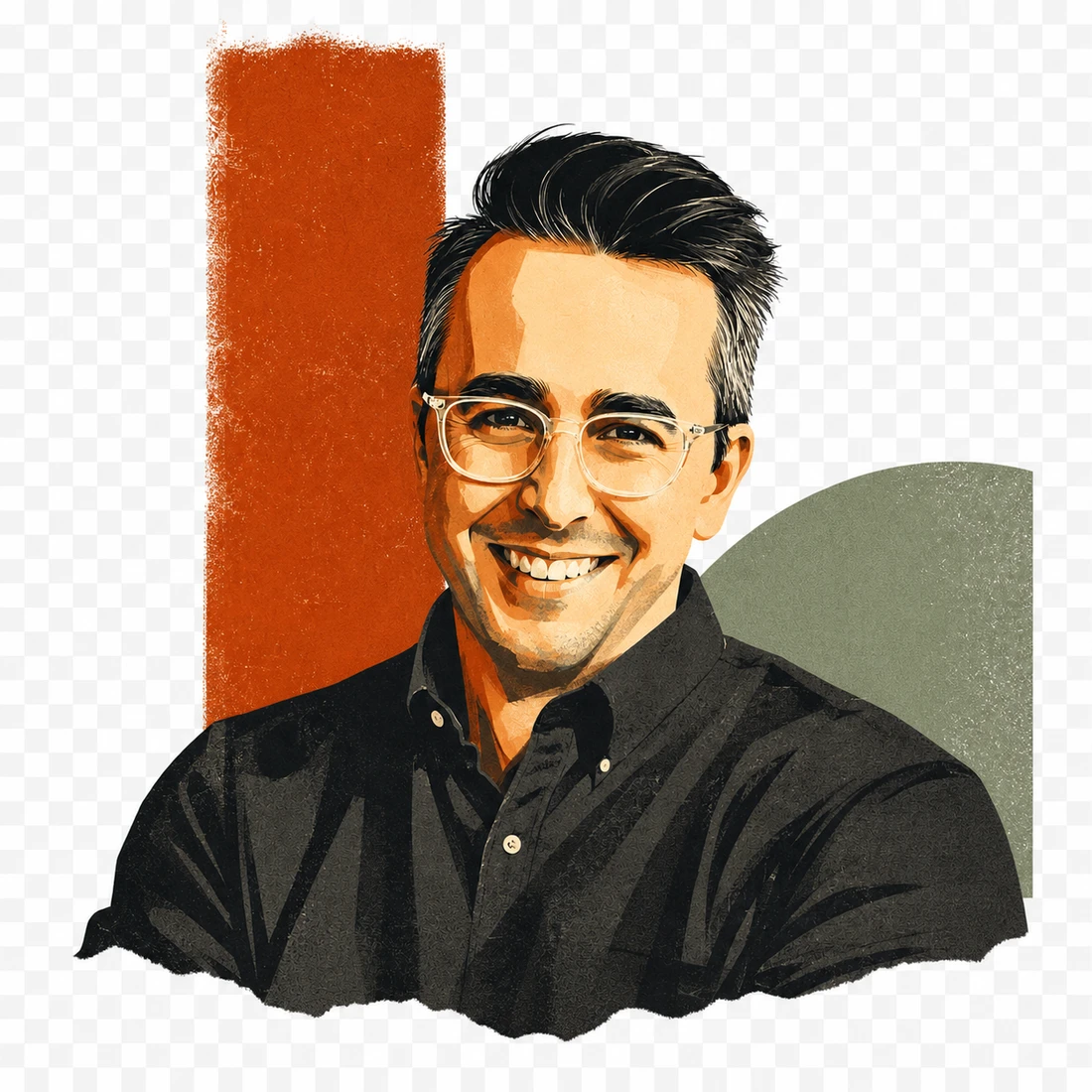Screen-print portrait of Nick Cecil